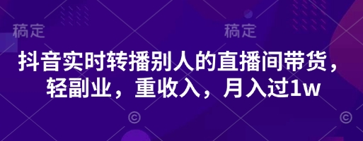 抖音实时转播别人的直播间带货,轻副业,重收入,月入过1w-有点东西站