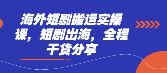 海外短剧搬运实操课，短剧出海，全程干货分享-有点东西站