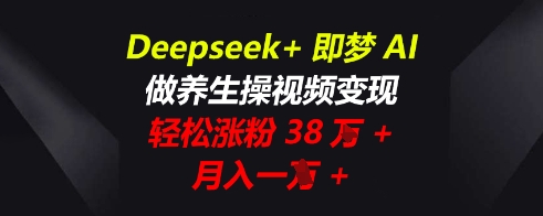 Deepseek+即梦AI，做养生操视频变现，轻松涨粉38W+，月入一W+-有点东西站