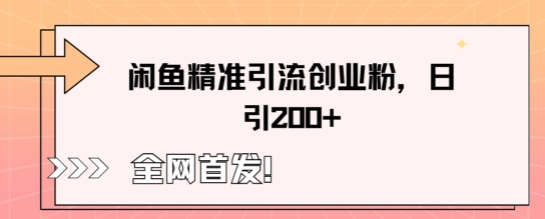 闲鱼精准引流创业粉，轻松日引200+-有点东西站