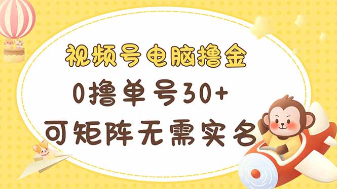 (14220期)视频号电脑撸金 0撸单号30+ 可矩阵 无需实名多号多得-有点东西站