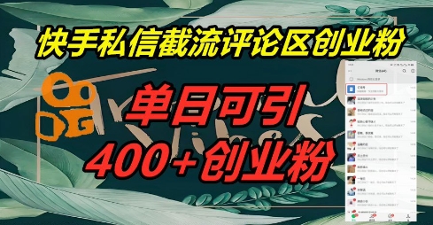 快手私信截流创业粉,一天引流400+-有点东西站