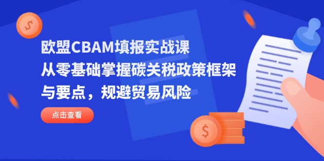(14342期)欧盟CBAM填报实战课,从零基础掌握碳关税政策框架与要点,规避贸易风险-有点东西站