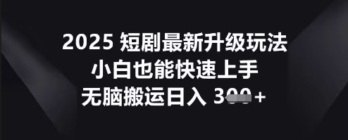 2025短剧最新升级玩法,小白也能快速上手,无脑搬运日入3张-有点东西站