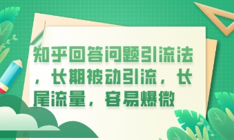 知乎回答问题引流法,长期被动引流,长尾流量,私域变现必学课程-有点东西站