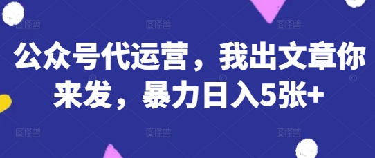 公众号代运营,我出文章你来发,暴力日入5张+【揭秘】-有点东西站