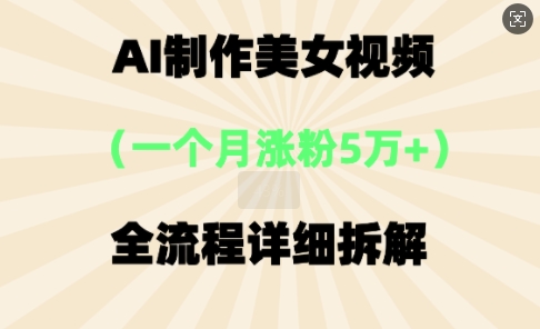 AI制作美⼥视频，⼀个⽉涨粉5万，全流程详细拆解-有点东西站