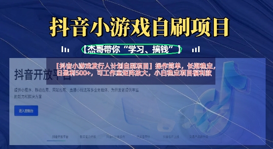 抖音小游戏发行人计划自刷项目，操作简单，长期稳定，日盈利5张，可工作室矩阵放大-有点东西站
