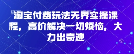 淘宝付费玩法无界实操课程,高价解决一切烦恼,大力出奇迹-有点东西站
