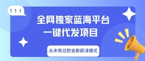 全网独家蓝海平台一键代发项目，从未有过的全新躺Z模式-有点东西站