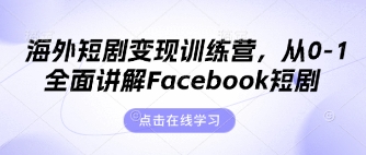 海外短剧变现训练营,从0-1全面讲解Facebook短剧-有点东西站