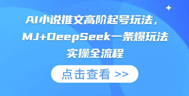 AI小说推文高阶起号玩法，MJ+DeepSeek一条爆玩法实操全流程-有点东西站