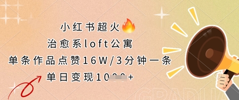 小红书超火的治愈系loft公寓，单条作品点赞16W，3分钟一条，单日变现数张-有点东西站