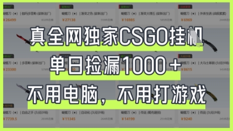 真全网独家CSGO挂G,单日捡漏1k+【揭秘】-有点东西站