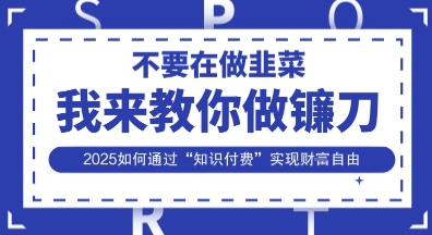 韭菜生涯终结者,我来教你做镰刀,2025如何通过“知识付费”实现财F自由【揭秘】-有点东西站