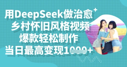 用DeepSeek做治愈乡村怀旧风格视频,爆款轻松制作,当日最高变现多张-有点东西站
